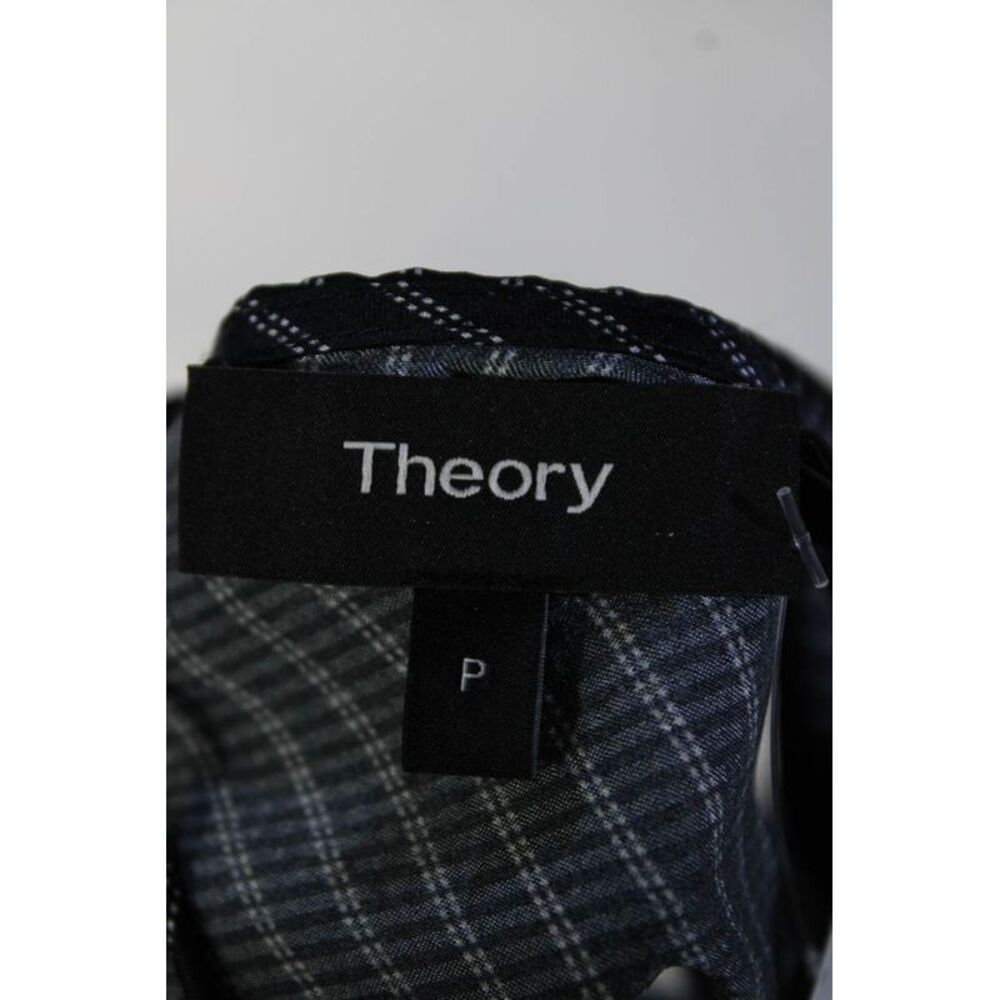 Theory Womens Navy Blue Silk Striped V-Neck Sleeveless Blouse Top Size P - Picture 4 of 6